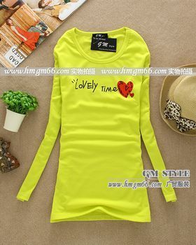 韓版女裝小衫批發(fā)秋冬季長袖T恤批發(fā)_服裝服飾_世界工廠網